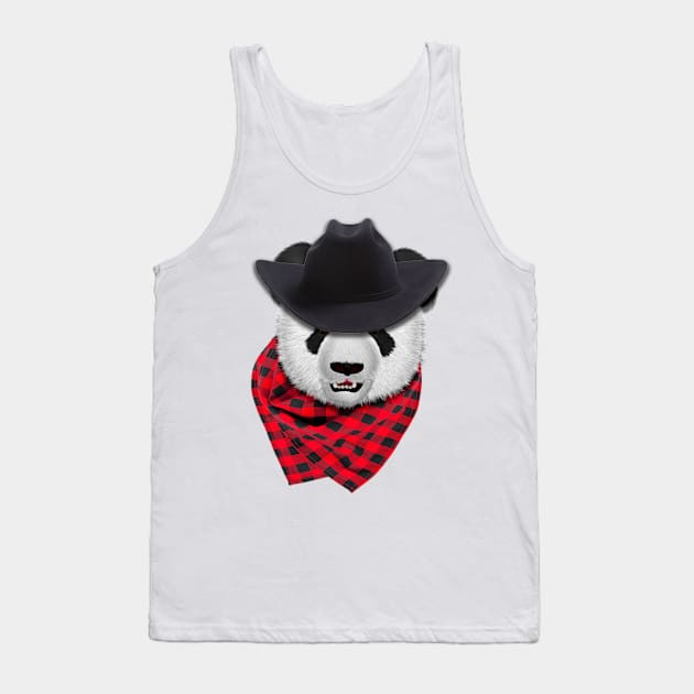 CowBoy Panda Bear Tank Top by Ratherkool